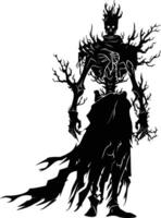 AI generated Silhouette undead king in mmorpg game black color only vector