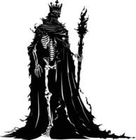 AI generated Silhouette undead king in mmorpg game black color only vector