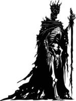 AI generated Silhouette undead king in mmorpg game black color only vector