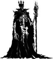 AI generated Silhouette undead king in mmorpg game black color only vector