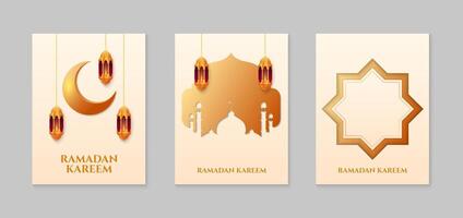 Set of Islamic Ramadan Kareem greeting card design template. Vector illustration