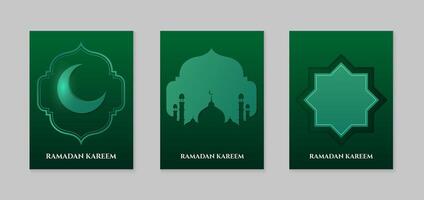 Set of Islamic Ramadan Kareem greeting card design template. Vector illustration