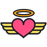 Flying Heart with Wings for Valentine Icon vector