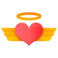 Flying Heart with Wings for Valentine Icon vector
