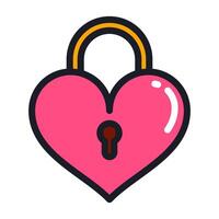 Padlock with Heart Shaped for Valentine Icon vector