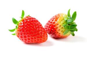 two fresh Strawberry isolated on white background. fruits photo