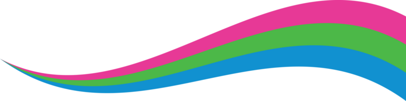 Pink, green, and blue colored wave border, as the colors of the polysexual flag. LGBTQI concept. Flat design illustration. png
