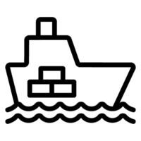 cargo boat line icon vector