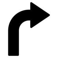 turn right glyph icon vector