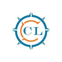 CL letter design. CL letter technology logo design on a white background vector
