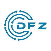 DFZ letter design. DFZ letter technology logo design on a white background. vector