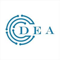 DEA letra diseño. DEA letra tecnología logo diseño en blanco antecedentes. vector