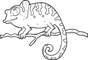 black and white cartoon chameleon png