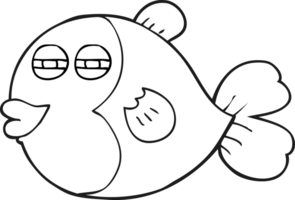 black and white cartoon fish png