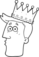 black and white cartoon kings head png