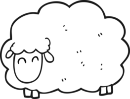 black and white cartoon sheep png