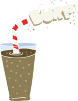 flat color illustration of a cartoon fizzy drink in glass png