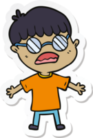 sticker of a cartoon boy wearing spectacles png