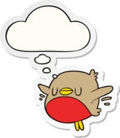 cartoon christmas robin and thought bubble as a printed sticker png