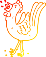 warm gradient line drawing cartoon crowing cockerel png