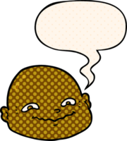 cartoon bald man and speech bubble in comic book style png