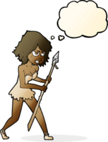 cartoon cave girl with thought bubble png