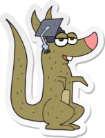 sticker of a cartoon kangaroo with graduation cap png