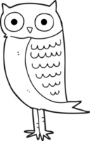 hibou dessin animé noir et blanc png