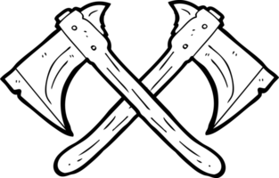 black and white cartoon crossed axes png