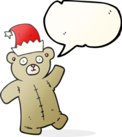 speech bubble cartoon teddy bear wearing christmas hat png