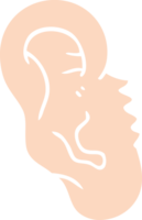 ilustração de cor lisa de um ouvido humano de desenho animado png