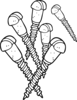 black and white cartoon screws png