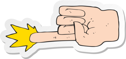 adesivo de uma mão apontando de desenho animado png