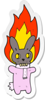 pegatina de un conejo de calavera llameante de dibujos animados png