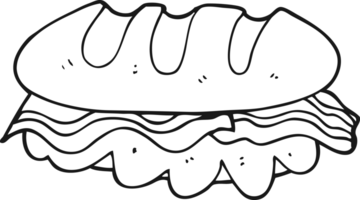 svart och vit tecknad serie enorm smörgås png