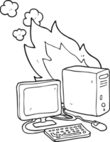 black and white cartoon computer png