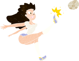 jogador de futebol feminino dos desenhos animados chutando bola png