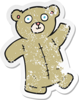 retro distressed sticker of a cartoon teddy bear png