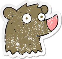 retro distressed sticker of a cartoon bear png