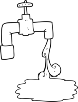 black and white cartoon running faucet png