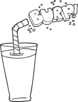 black and white cartoon fizzy drink in glass png