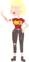 ilustração de cor lisa de uma garota de rock de desenho animado png