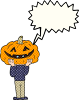 comico libro discorso bolla cartone animato zucca testa Halloween costume png