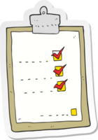 sticker of a cartoon check list png