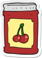 sticker of a cartoon cherry jam jar png