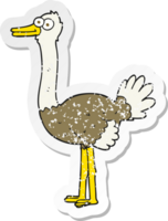 retro distressed sticker of a cartoon ostrich png