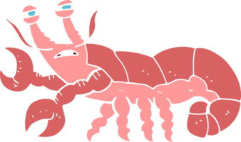 flat color illustration of a cartoon lobster png