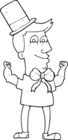 black and white cartoon celebrating man png