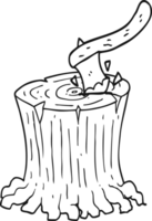 black and white cartoon axe in tree stump png
