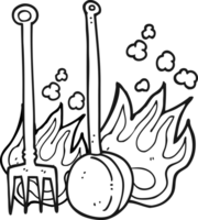 black and white cartoon hot fireside tools png